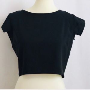 B Jewel Black Crop Top Zipper Back Size Medium